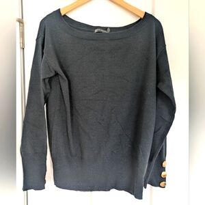 Black Sweater with Button Detail